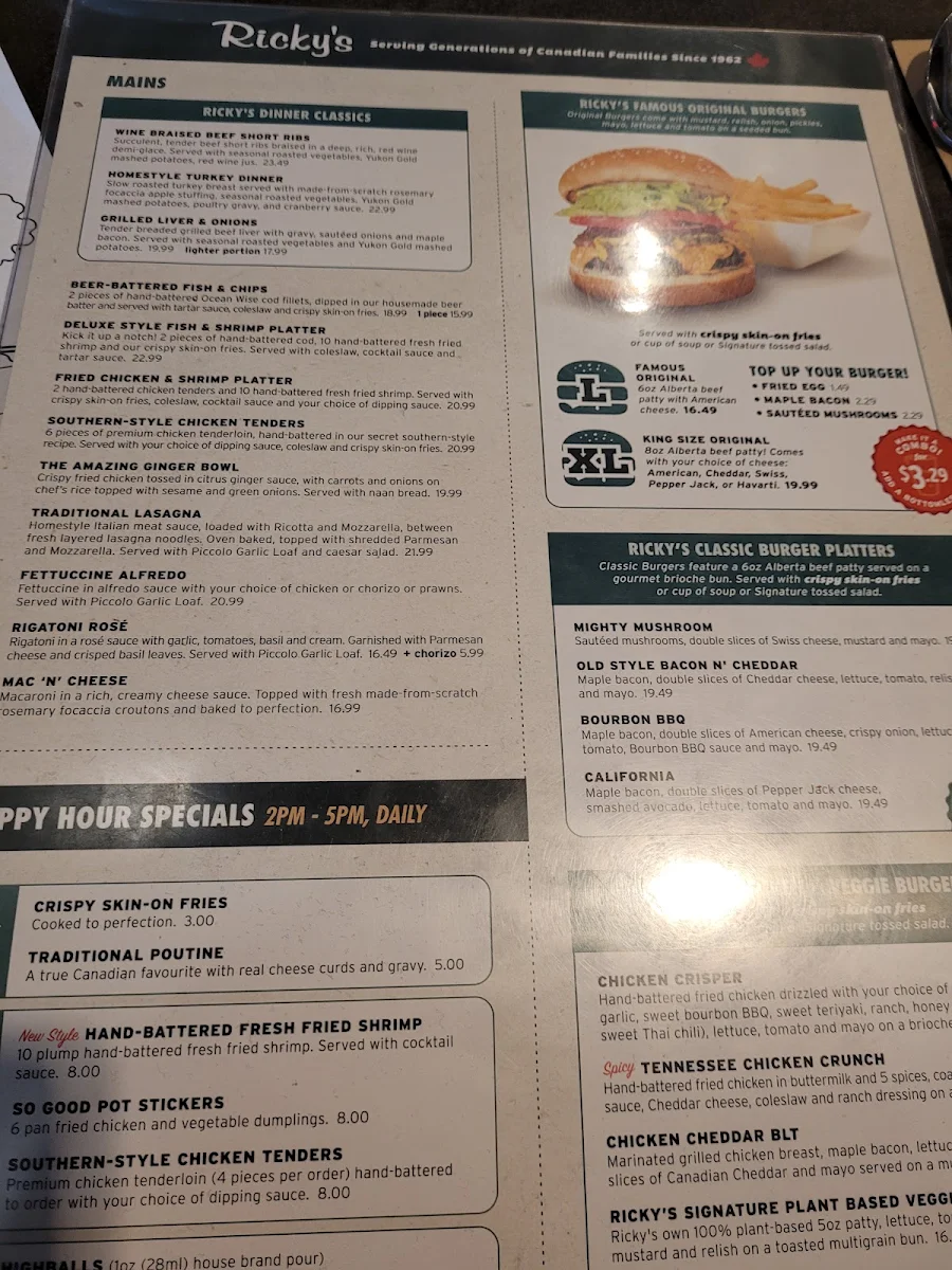 Menu, Rickys All Day Grill -Scottsdale Center