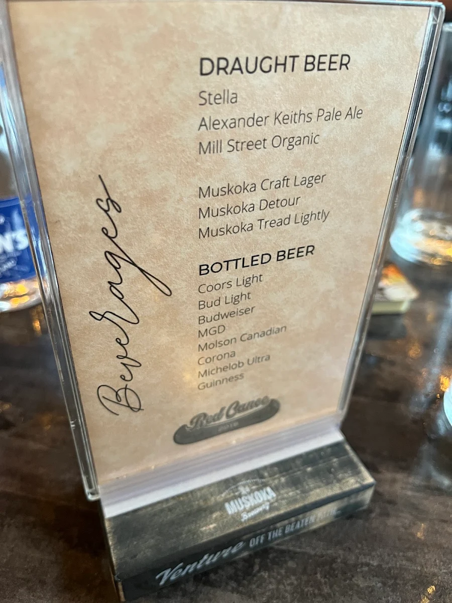Menu, Red Canoe Restaurant