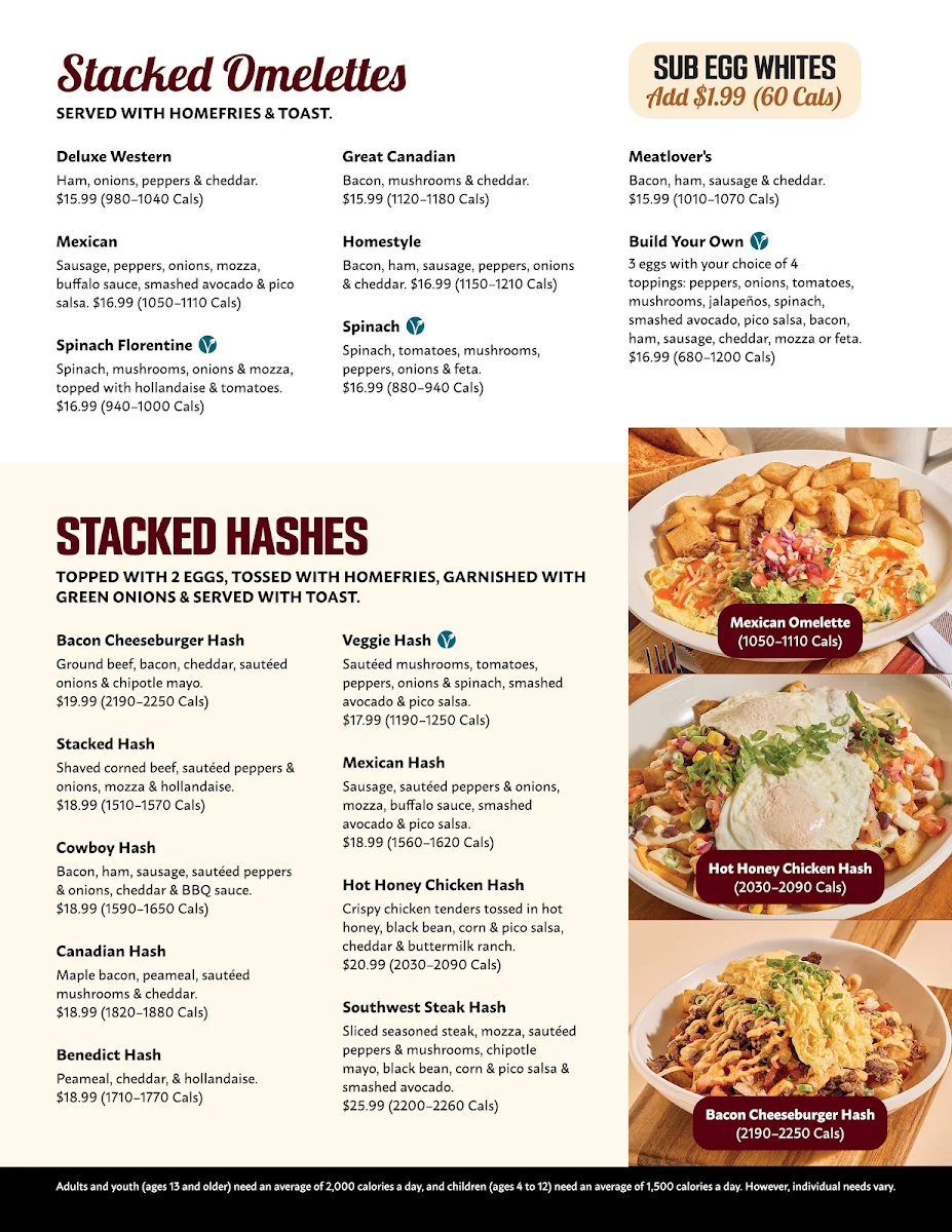 Menu, Stacked Pancake & Breakfast House