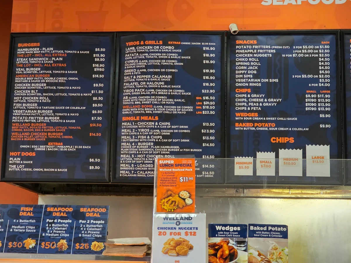 Menu, Welland Seafood & Chicken