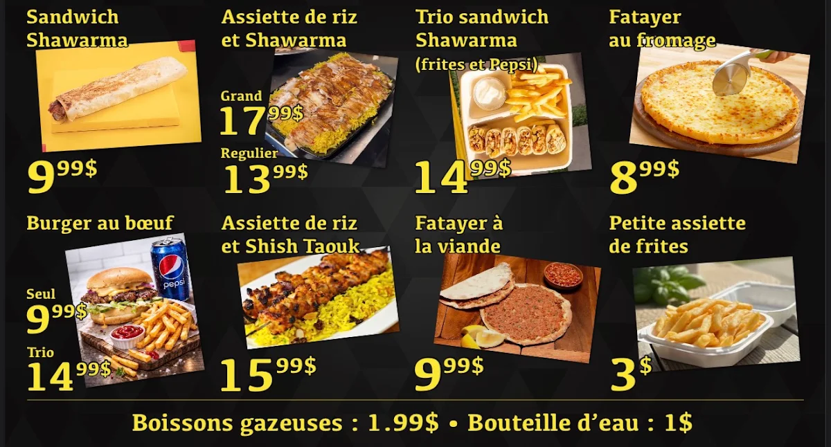 Menu, Restaurant Syrien