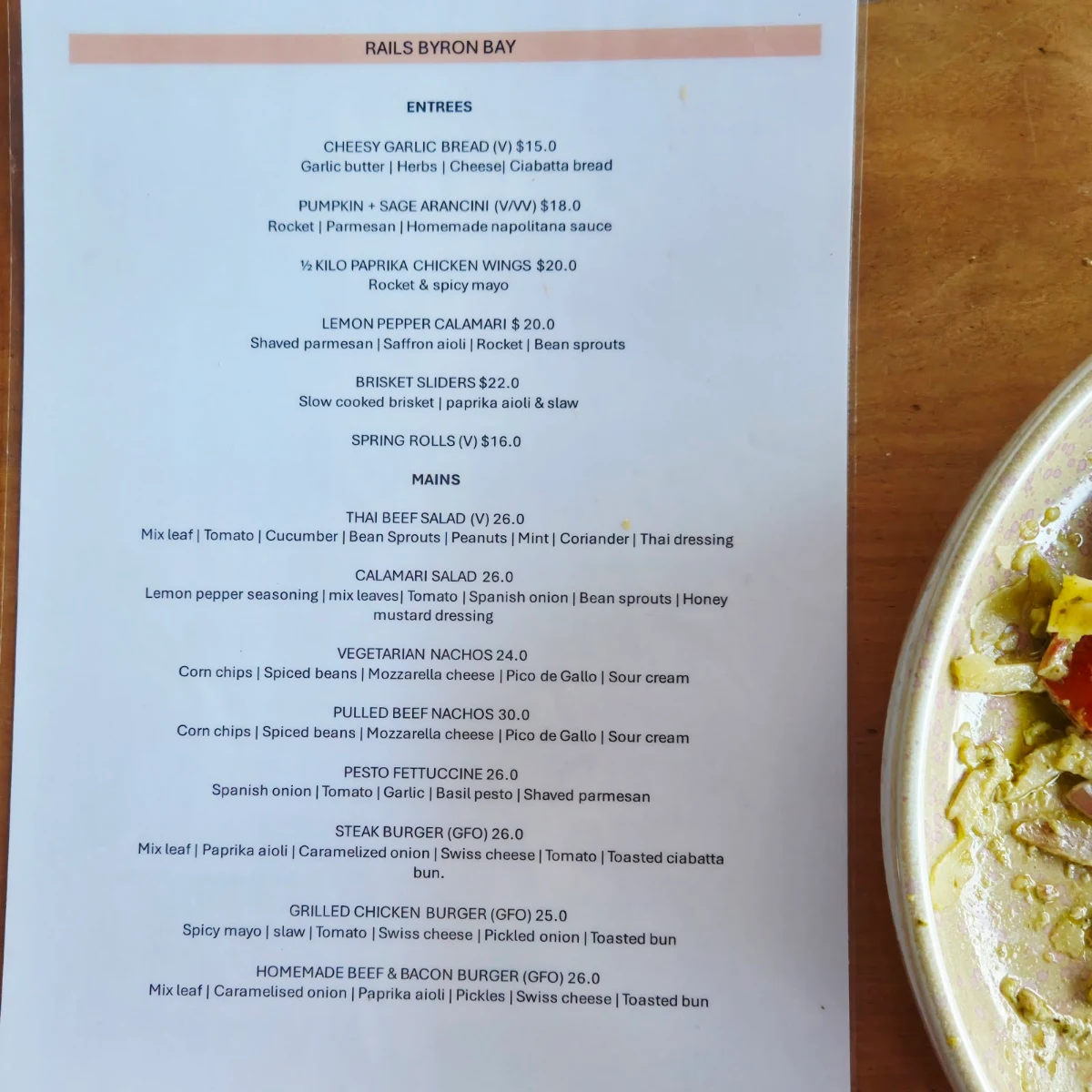 Menu, Rails Kitchen