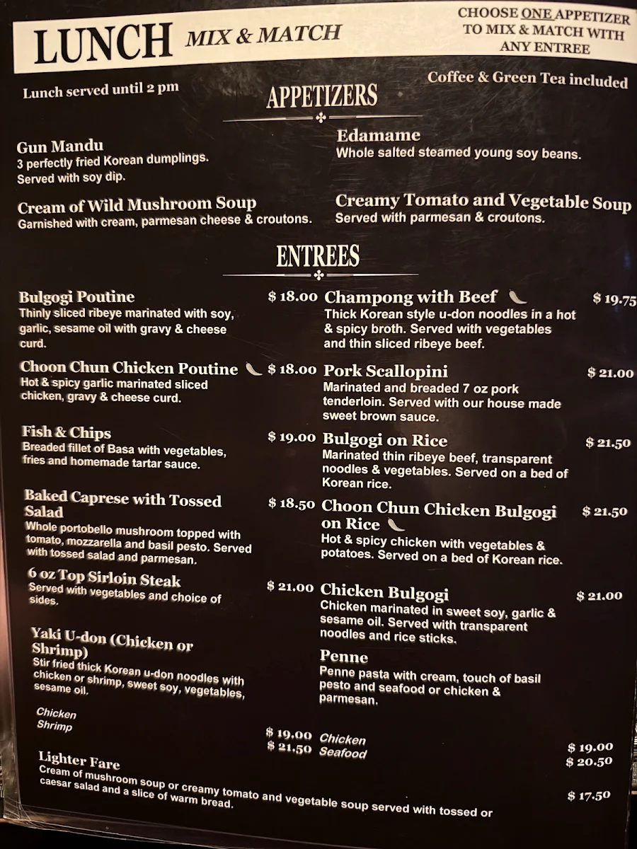 Menu, Cucina