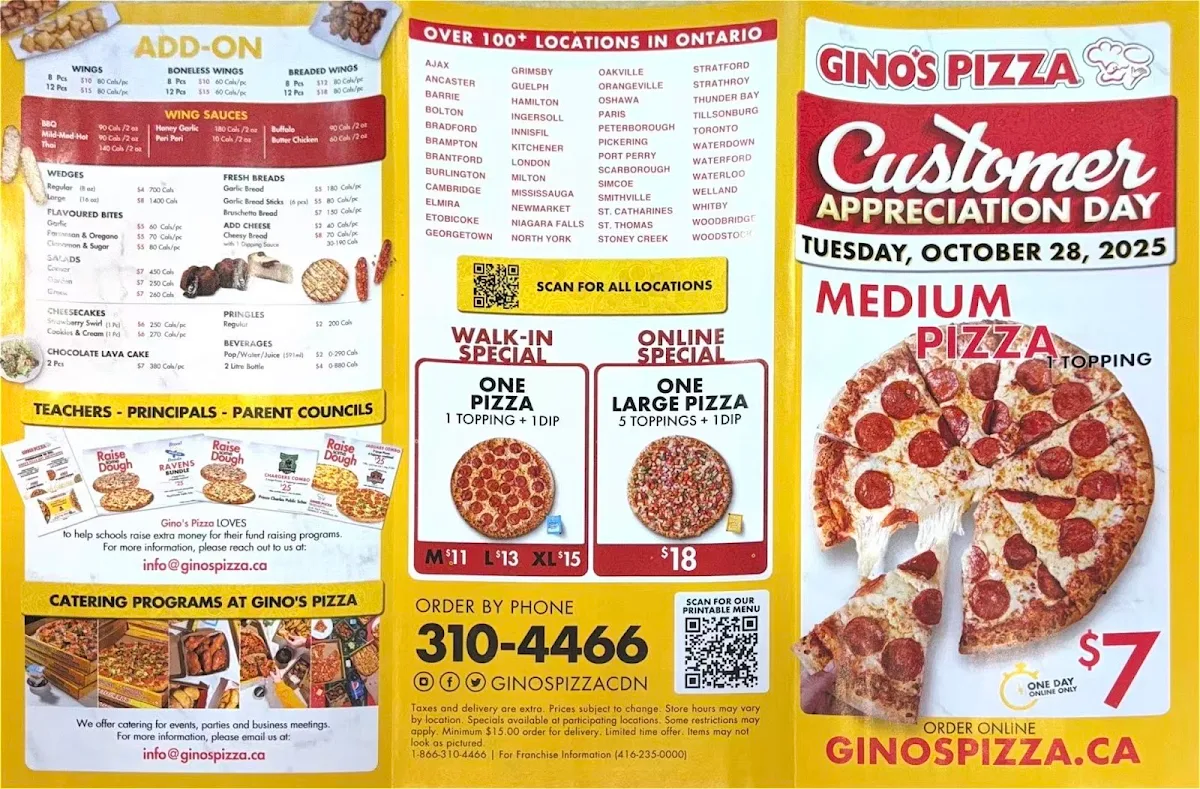 Menu, Wing Machine