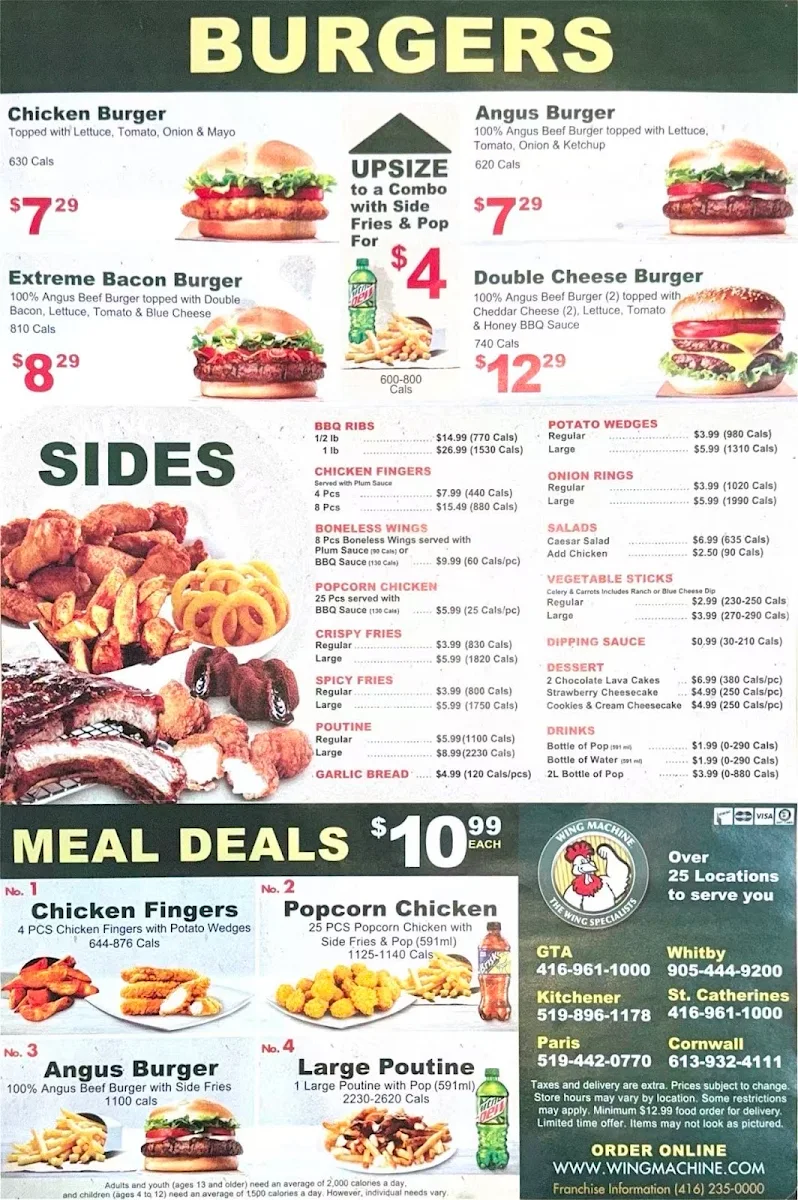 Menu, Wing Machine