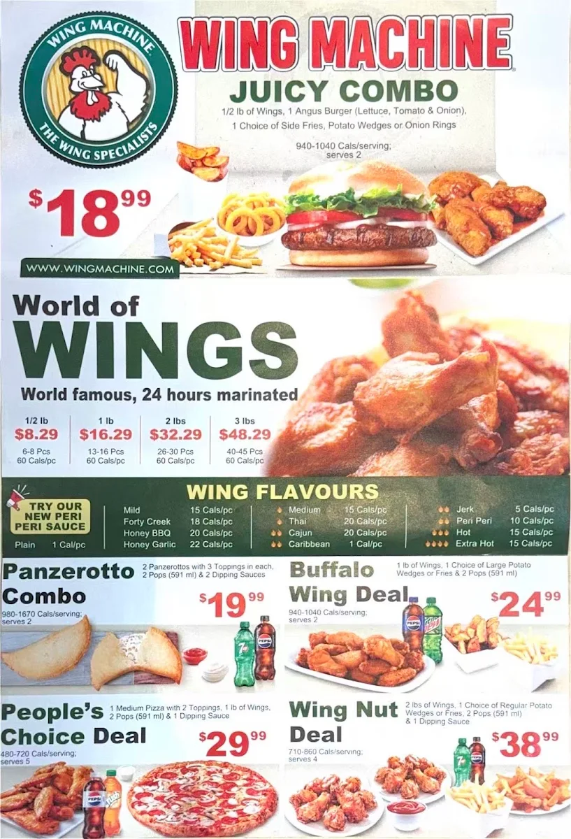 Menu, Wing Machine