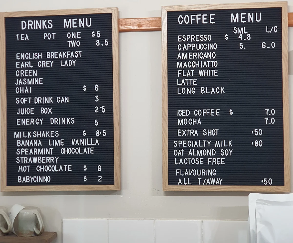 Menu, Chatterbox Cafe Williams