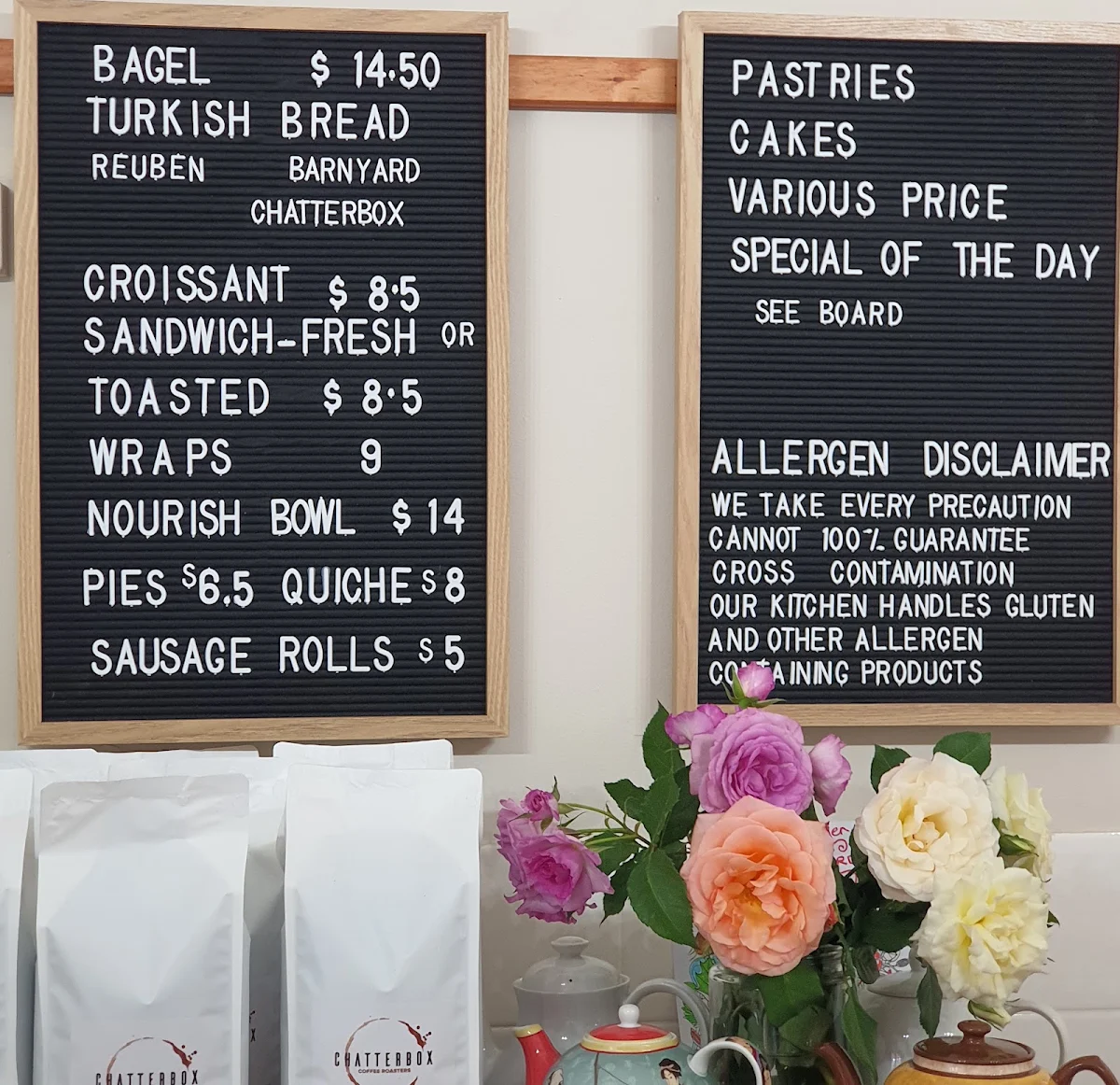 Menu, Chatterbox Cafe Williams