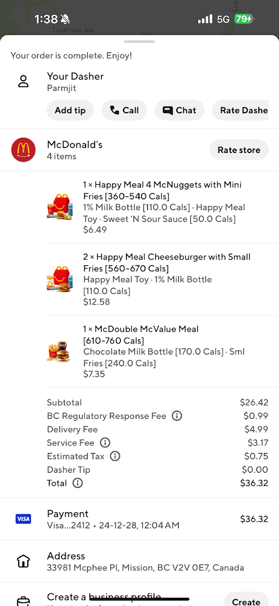 Menu, McDonald's
