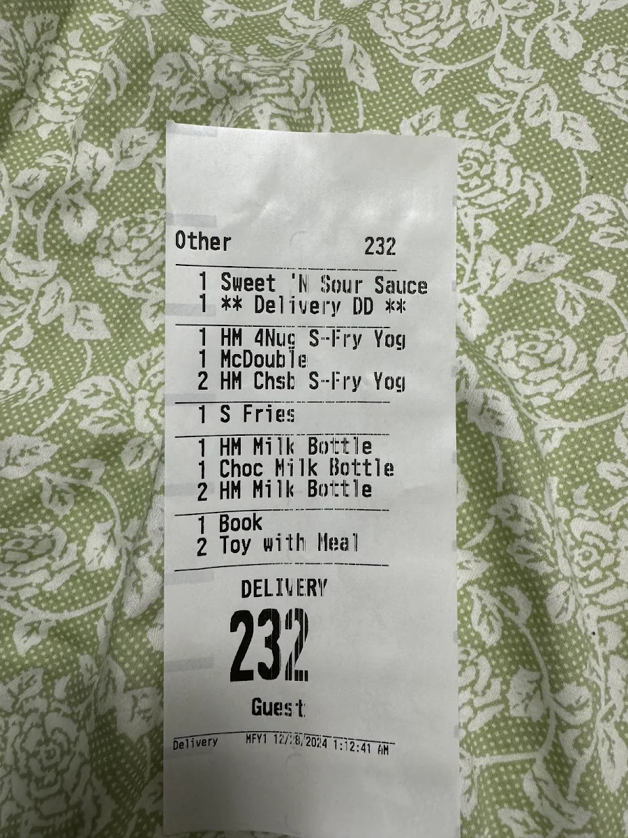 Menu, McDonald's