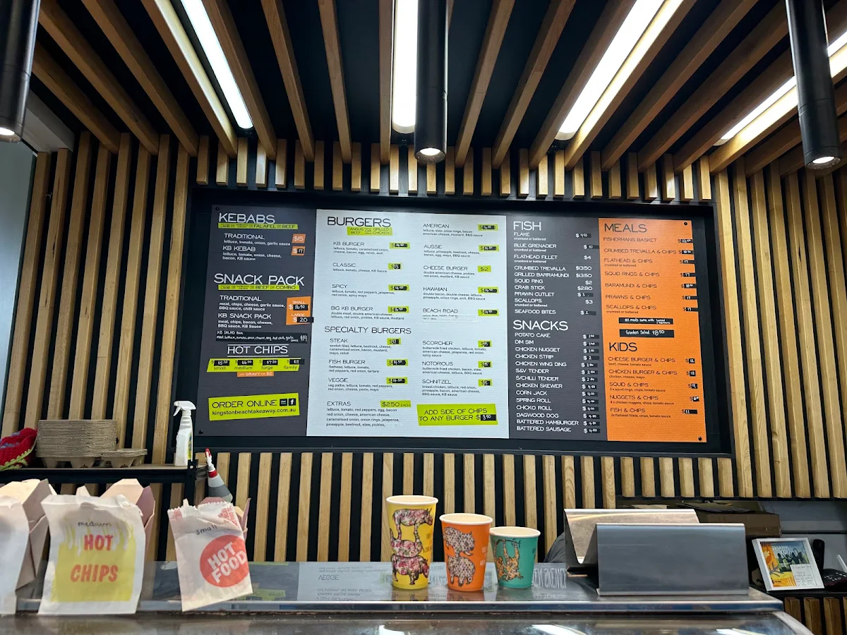 Menu, Kingston Beach Takeaway