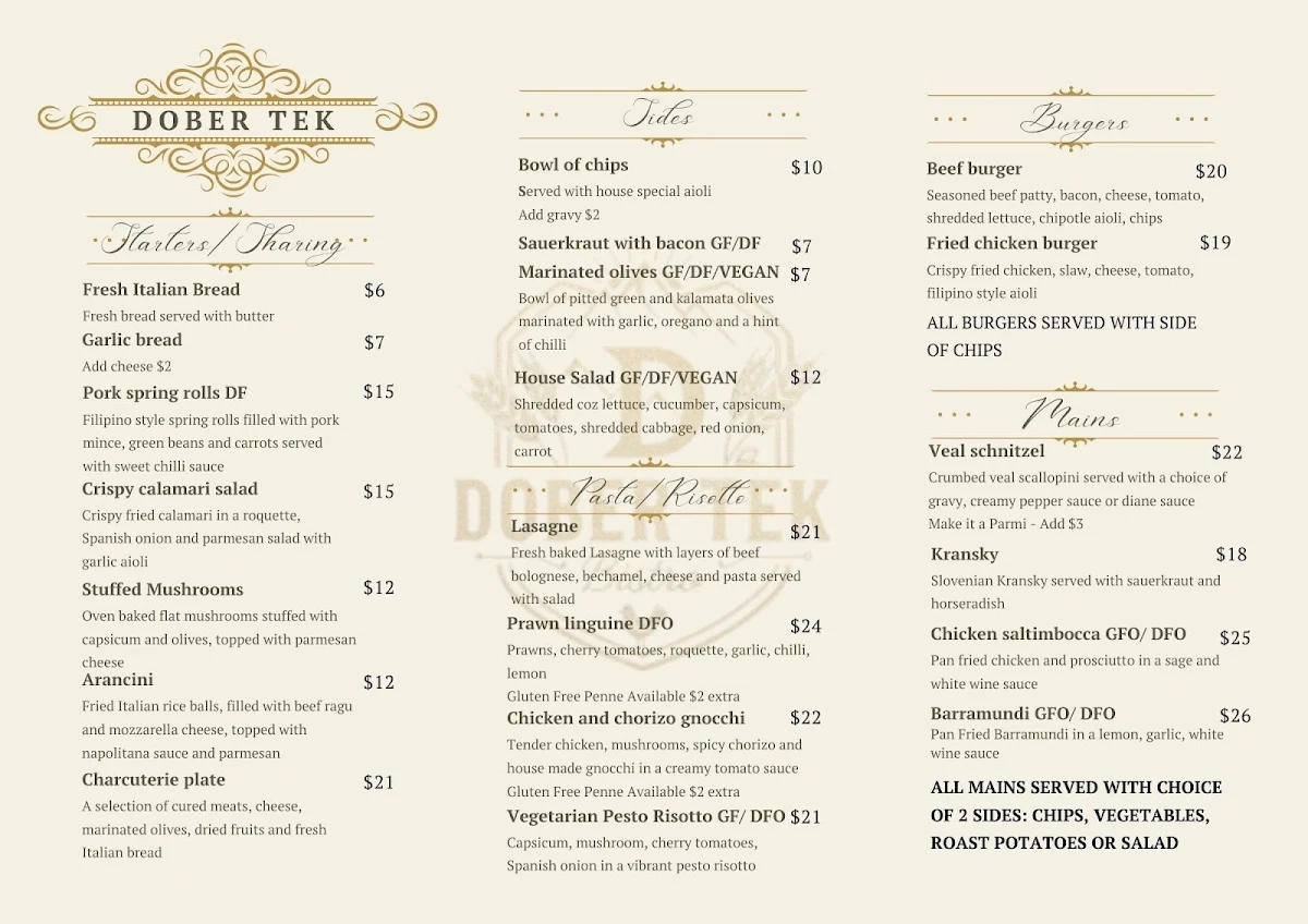 Menu, Dober Tek