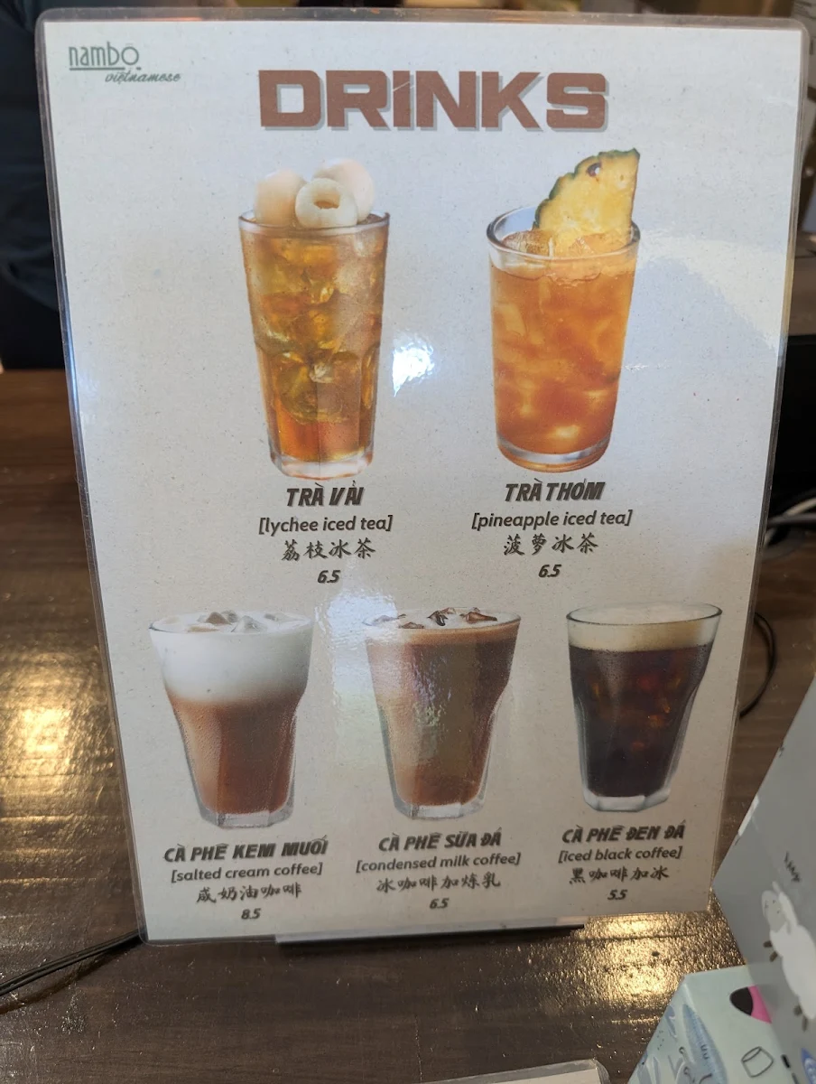 Menu, NAMBO BOX HILL
