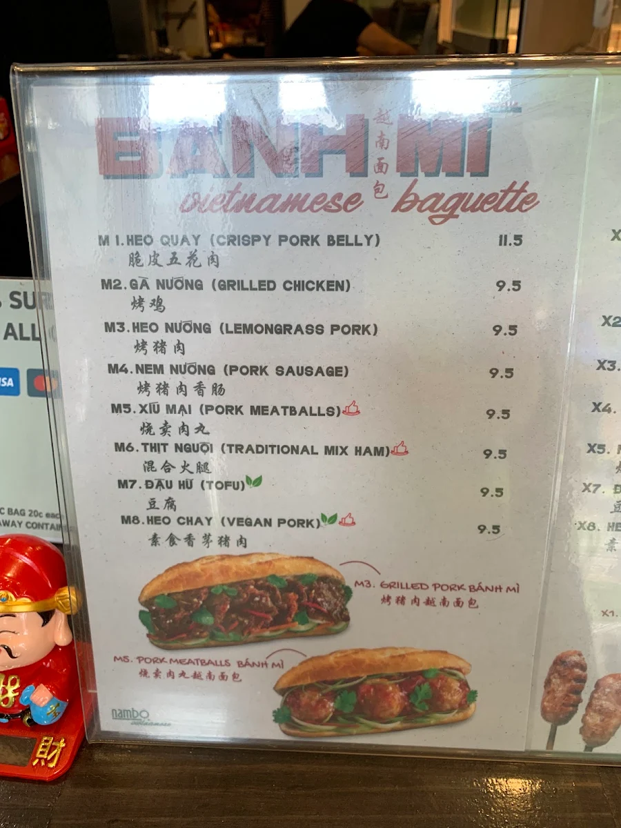 Menu, NAMBO BOX HILL