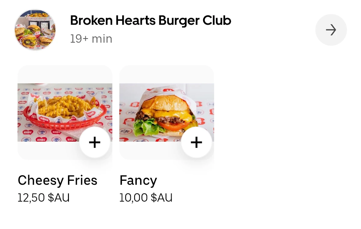 Menu, Broken Hearts Burger Club - Ashgrove
