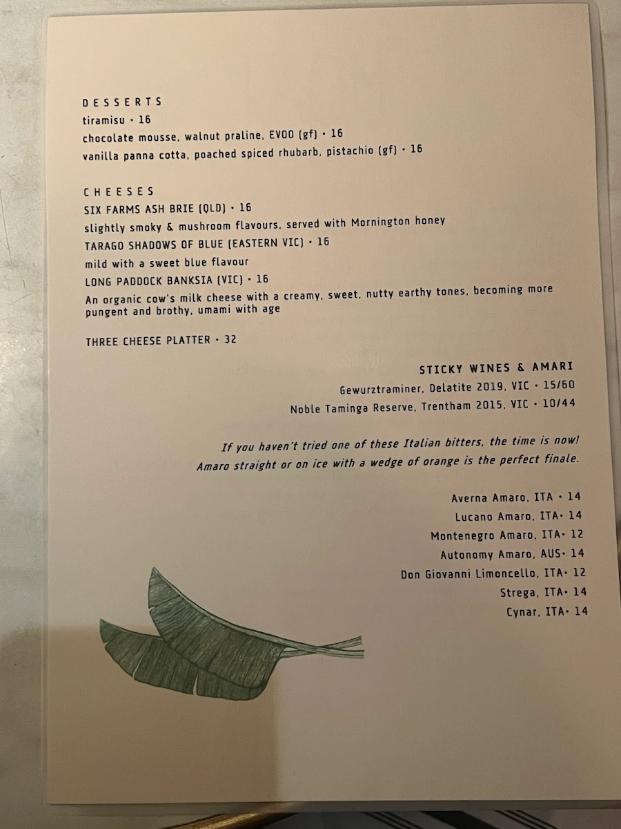 Menu, The Moat