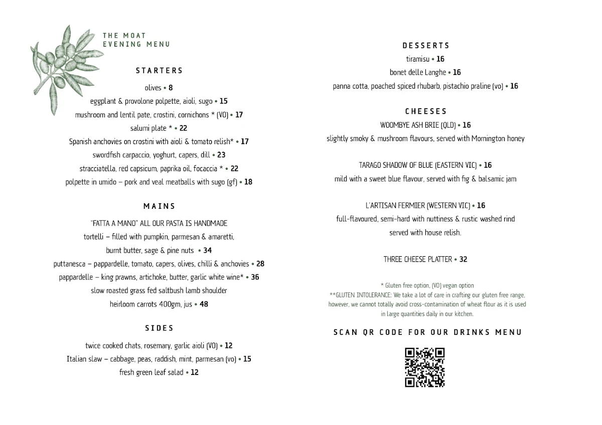 Menu, The Moat