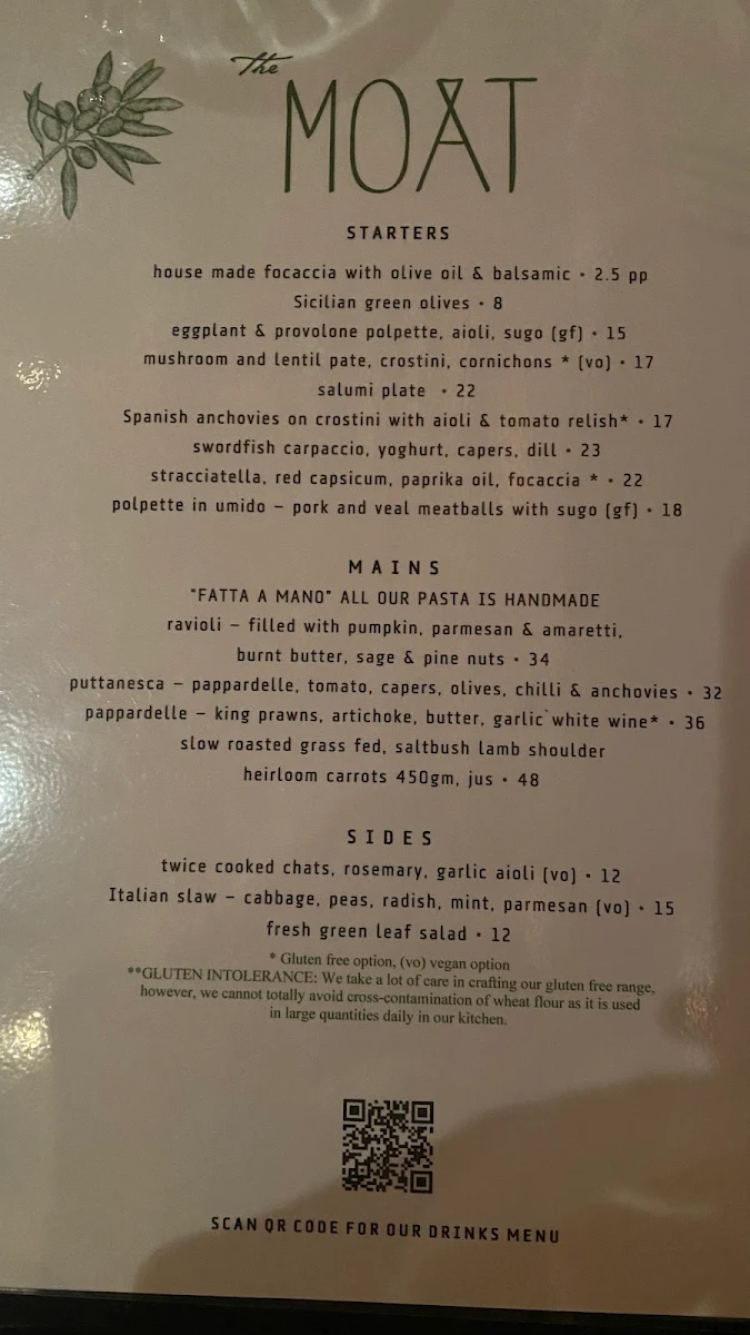 Menu, The Moat