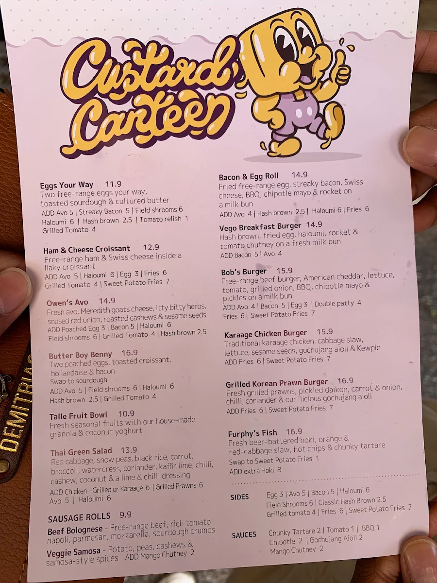 Menu, Custard Canteen