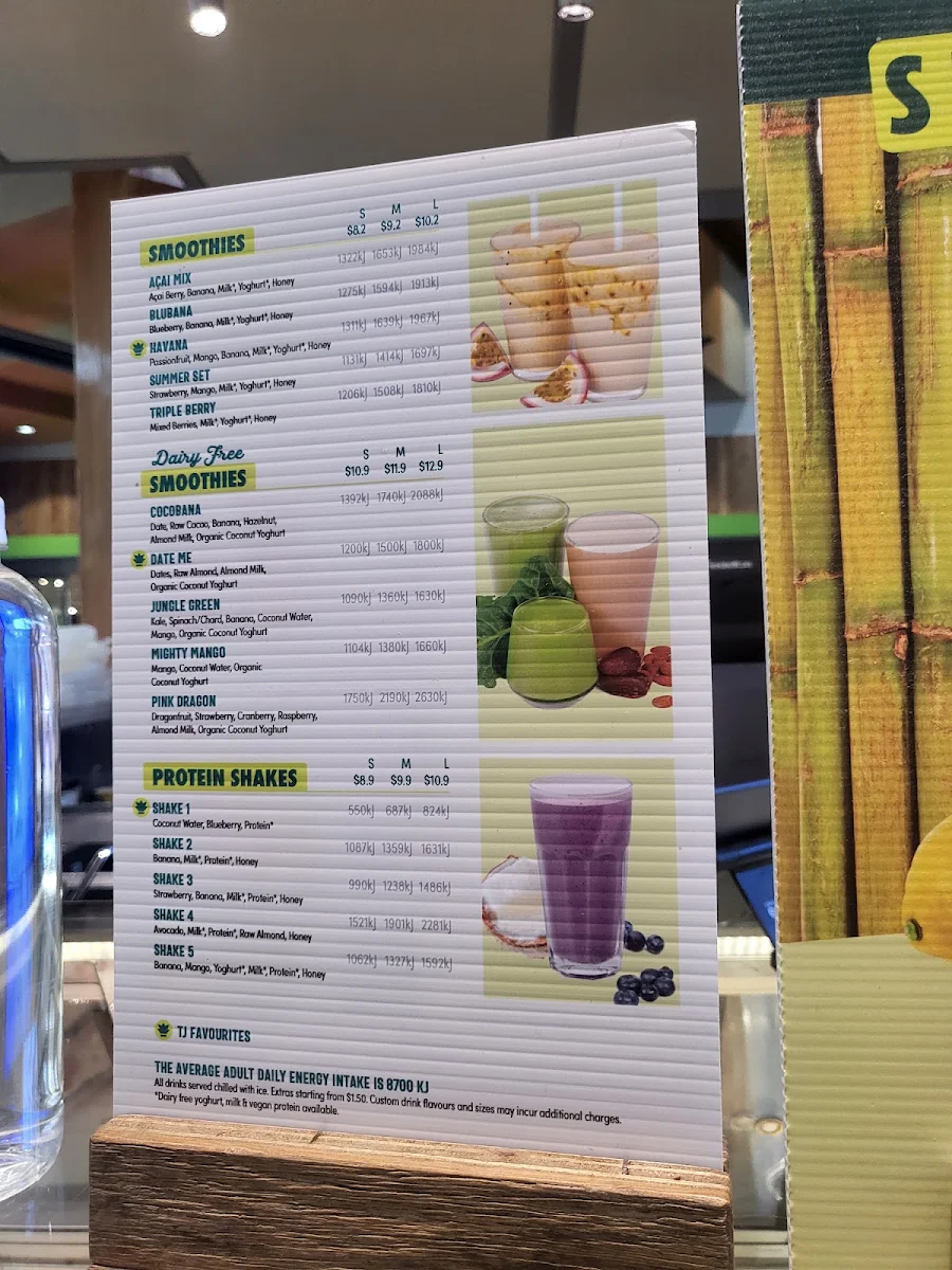 Menu, Top Juice Rouse Hill