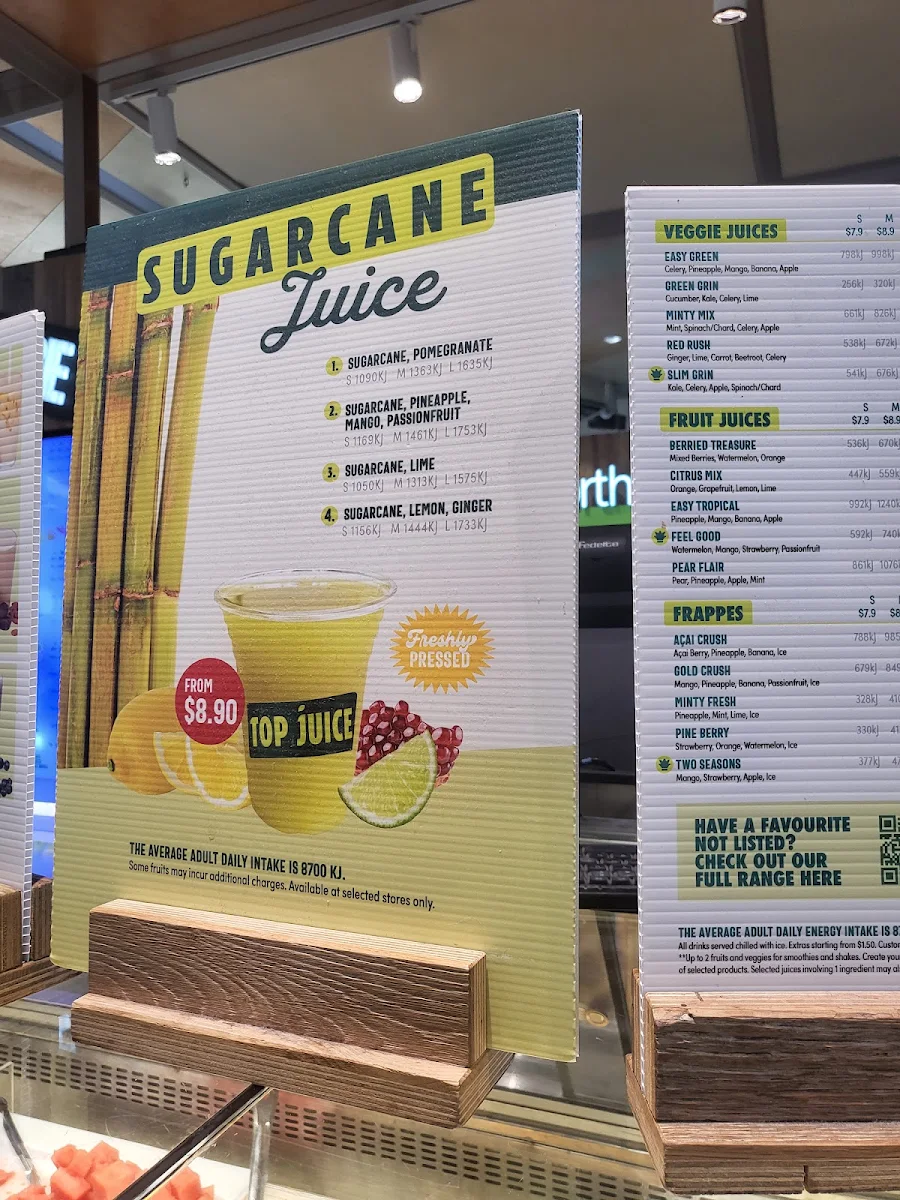 Menu, Top Juice Rouse Hill