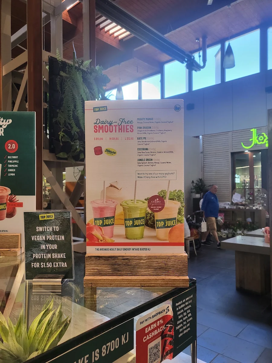 Menu, Top Juice Rouse Hill