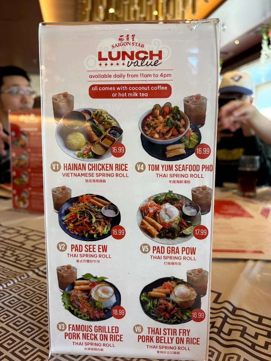 Menu, Saigon Star Restaurant