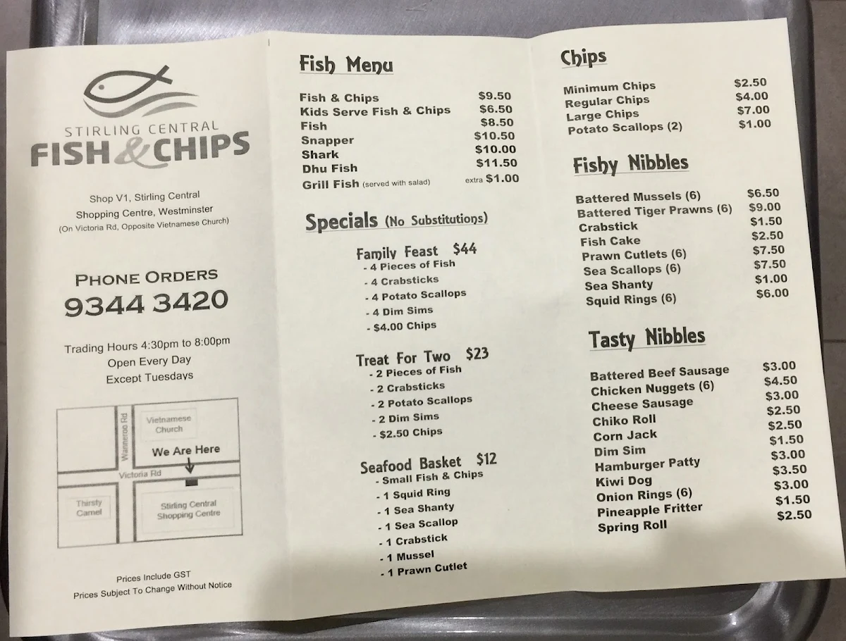 Menu, Koi Japanese Fish & Chips