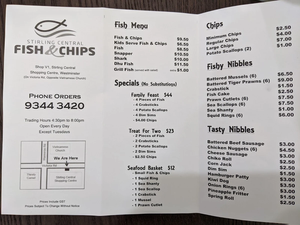 Menu, Koi Japanese Fish & Chips