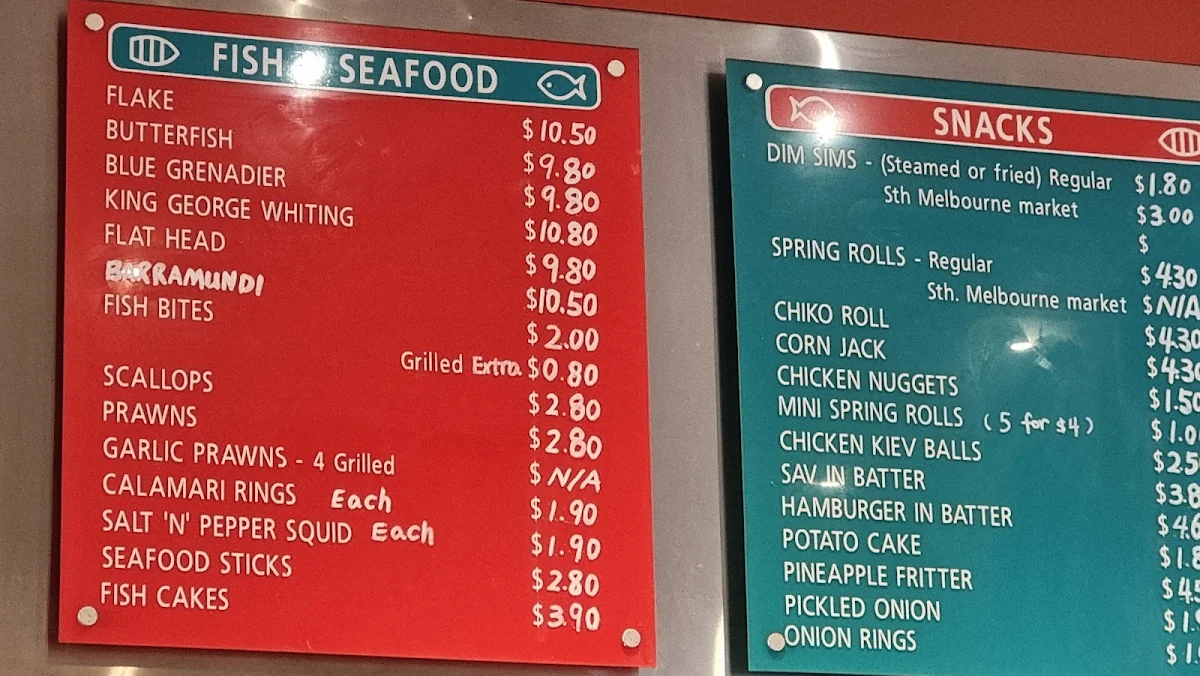 Menu, Boatman's Fish & Chips