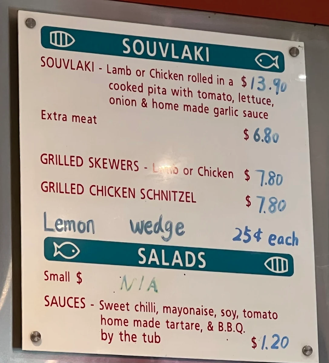 Menu, Boatman's Fish & Chips