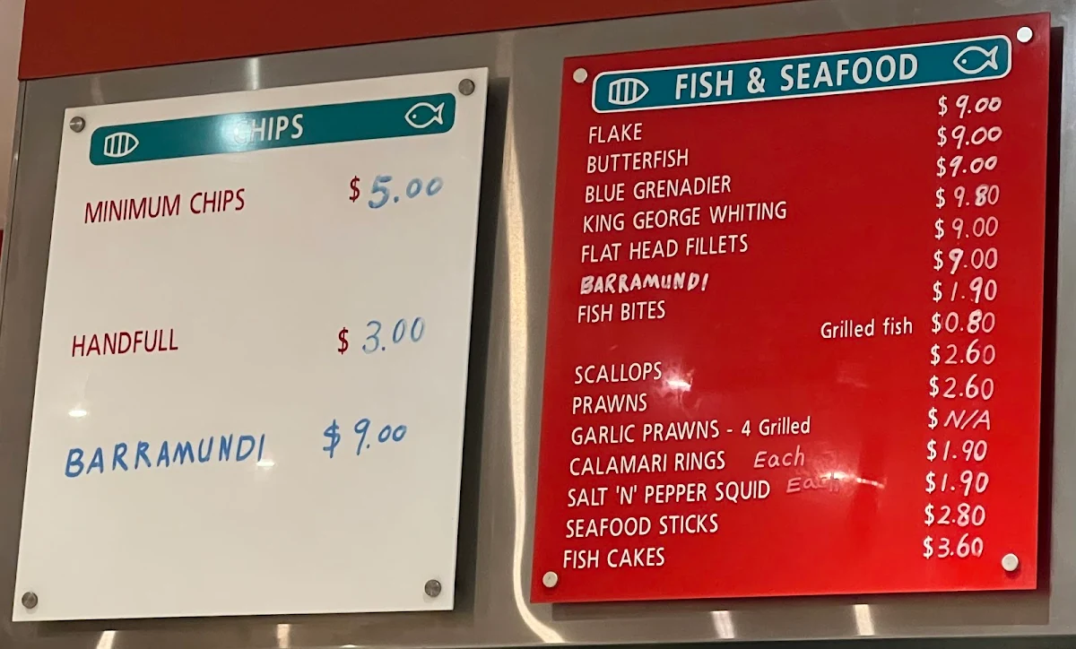 Menu, Boatman's Fish & Chips