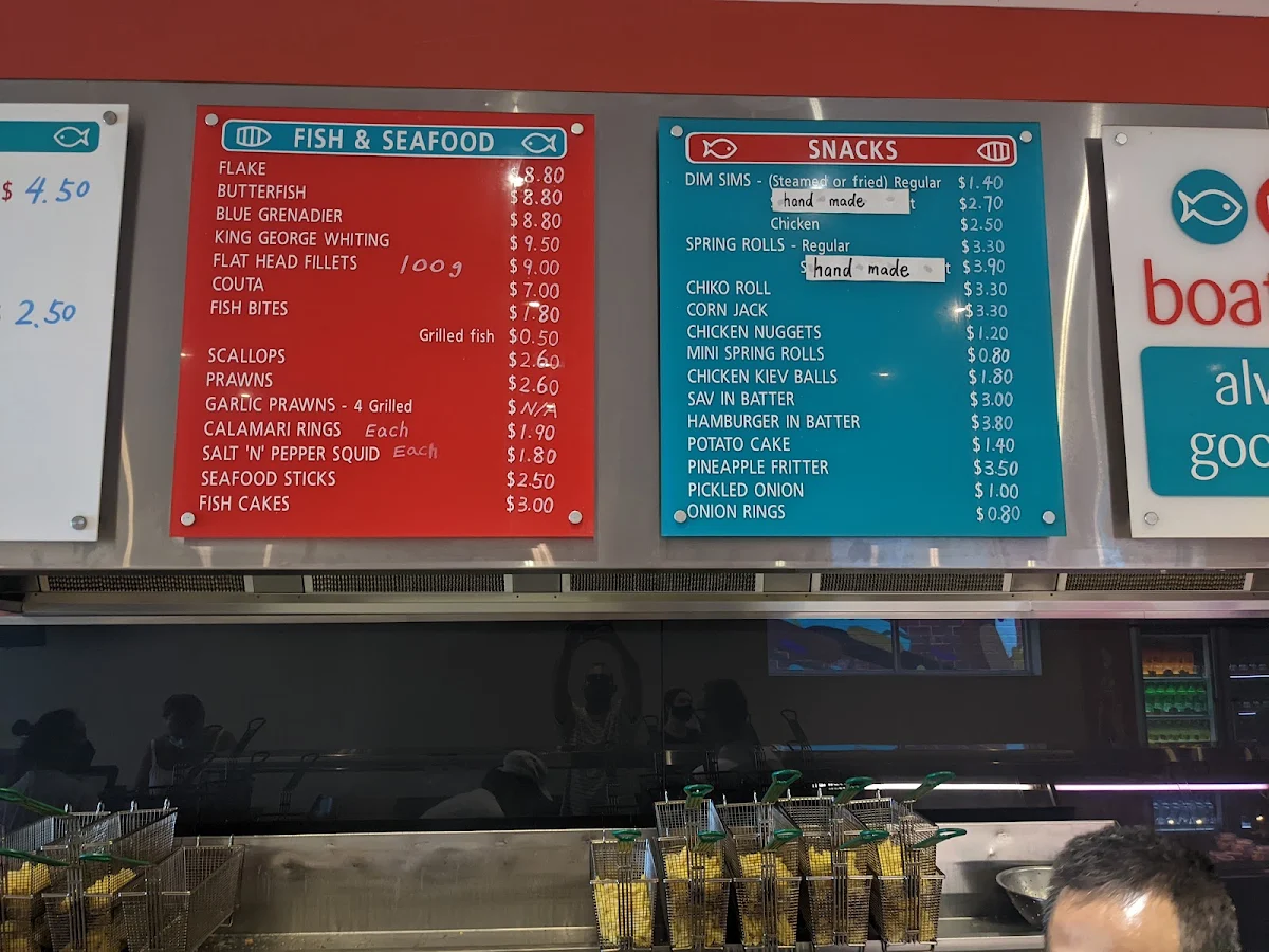Menu, Boatman's Fish & Chips