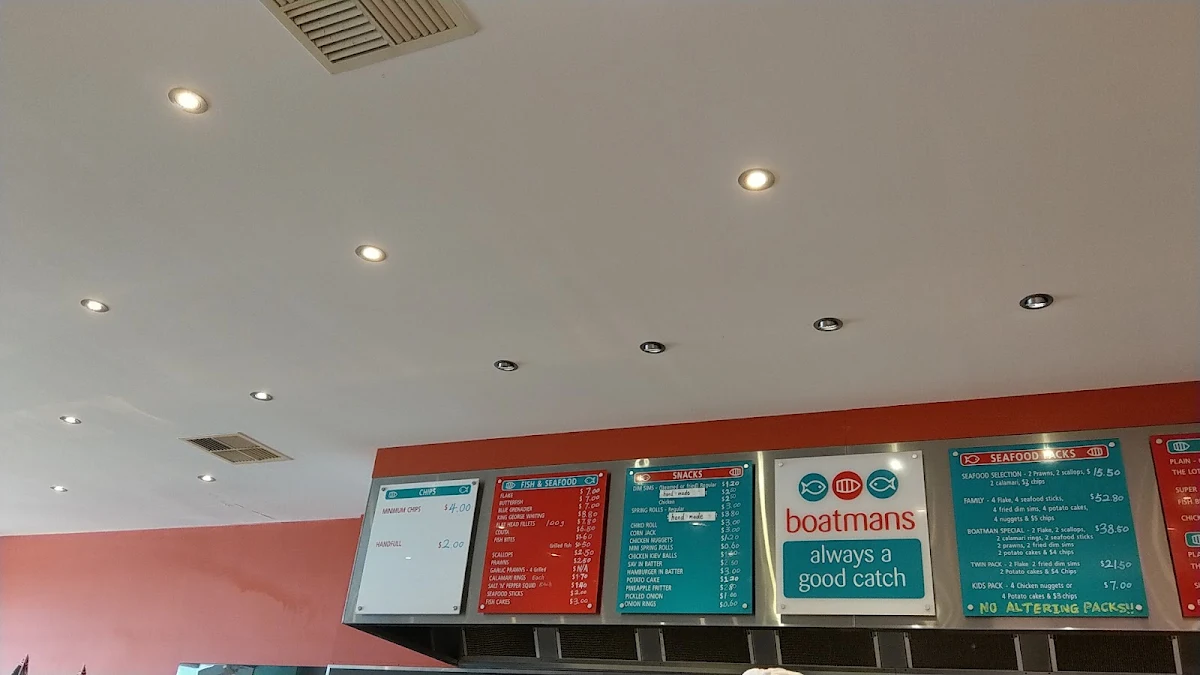 Menu, Boatman's Fish & Chips