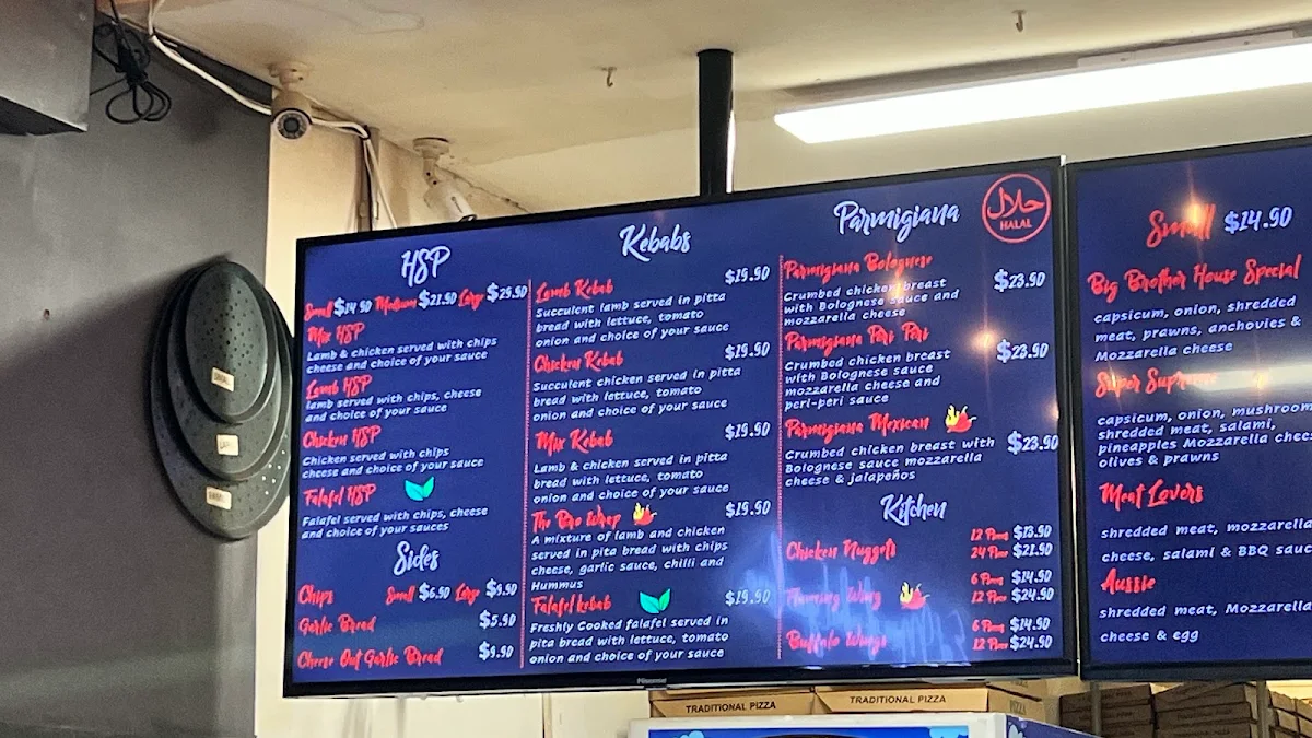 Menu, Big Brother Pizza & Kebab - Bundoora