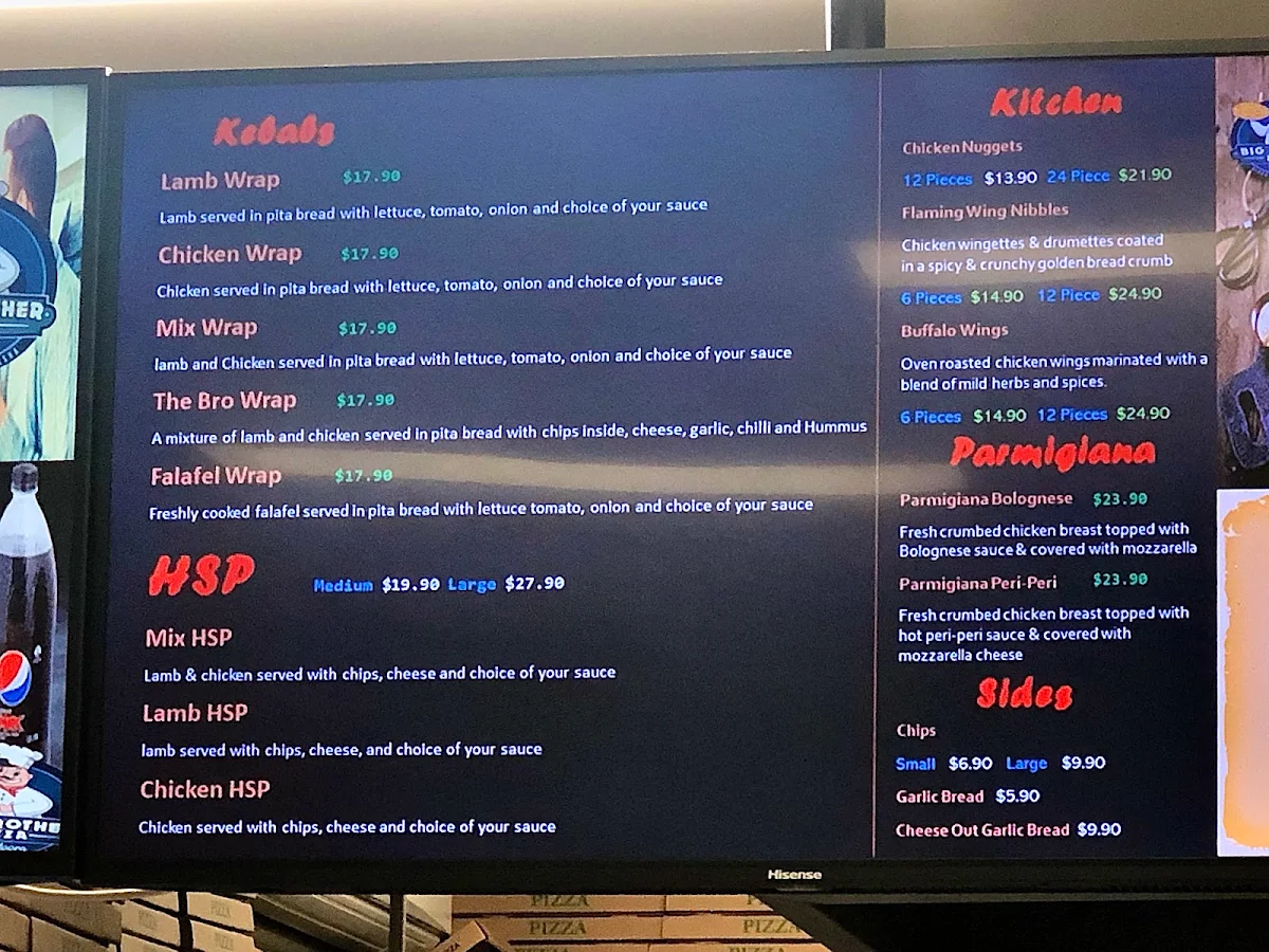 Menu, Big Brother Pizza & Kebab - Bundoora