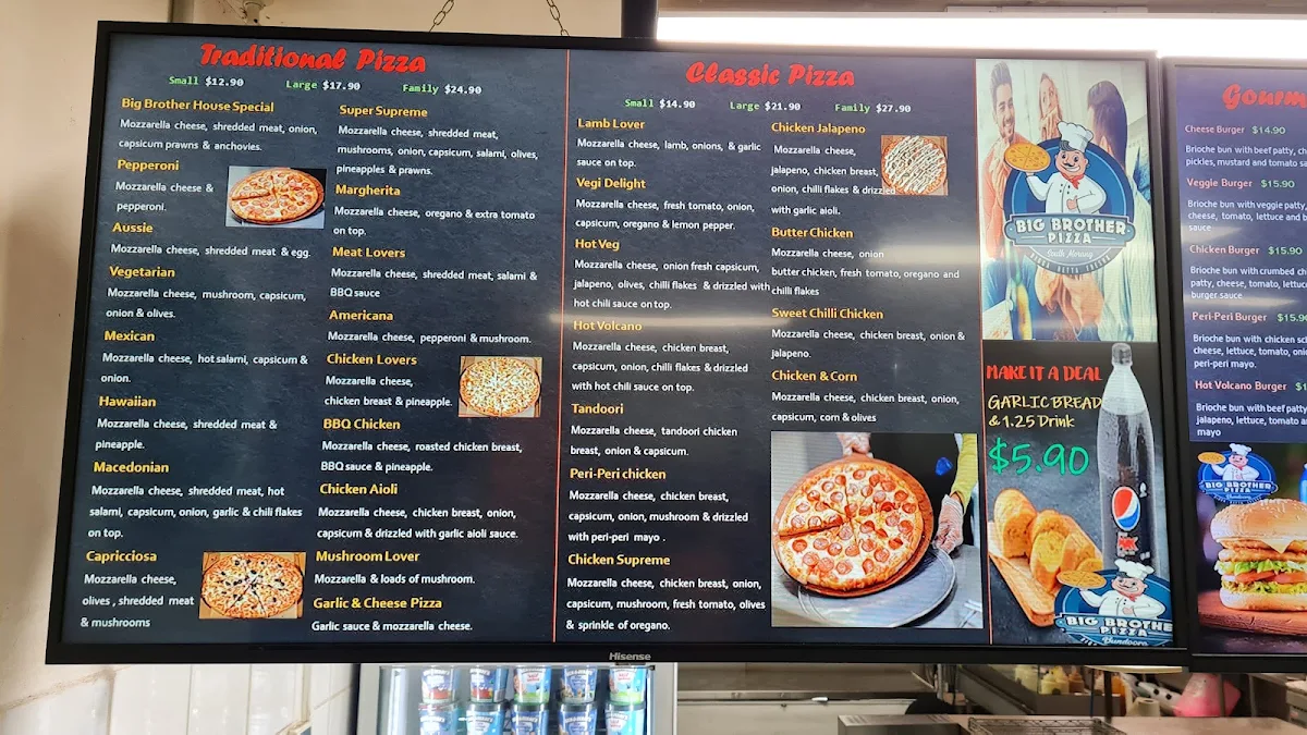 Menu, Big Brother Pizza & Kebab - Bundoora