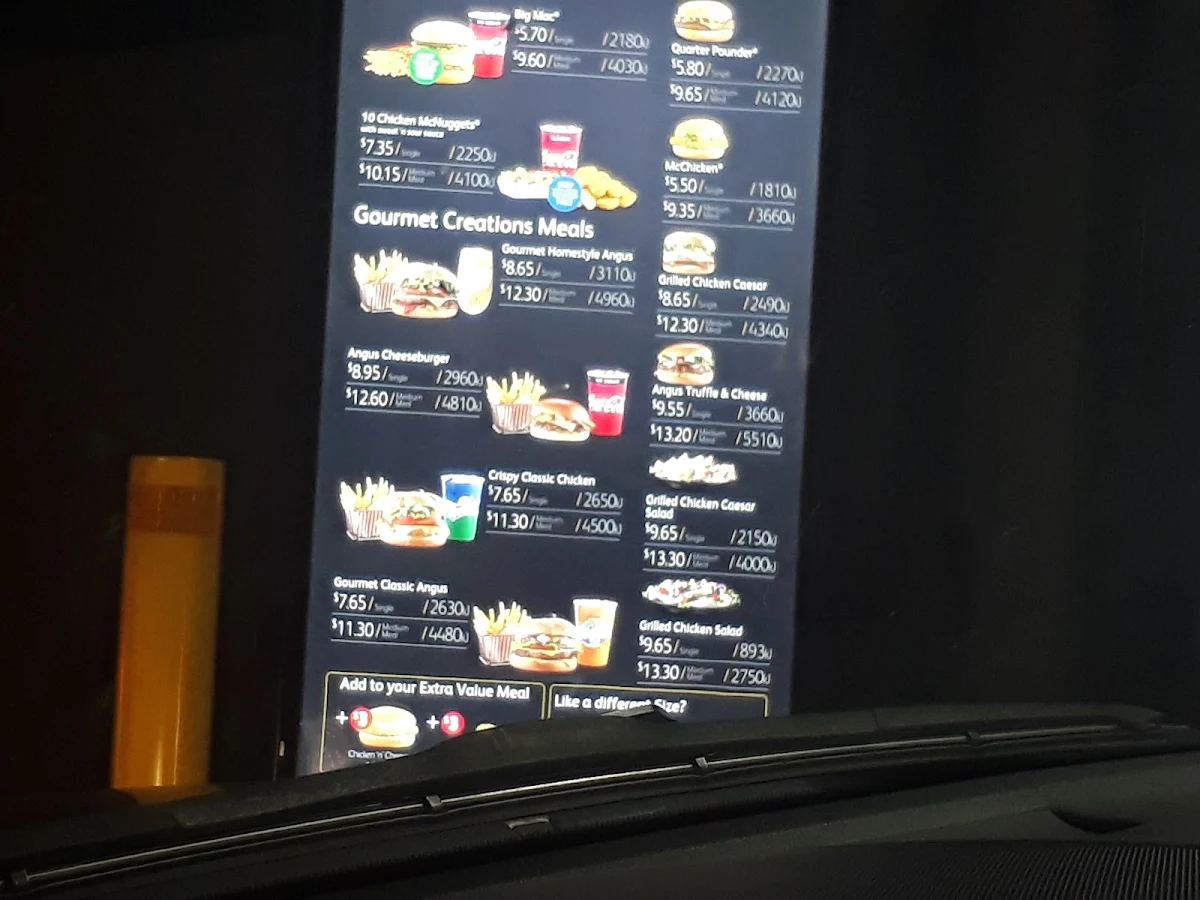Menu, McDonald's Gold Creek