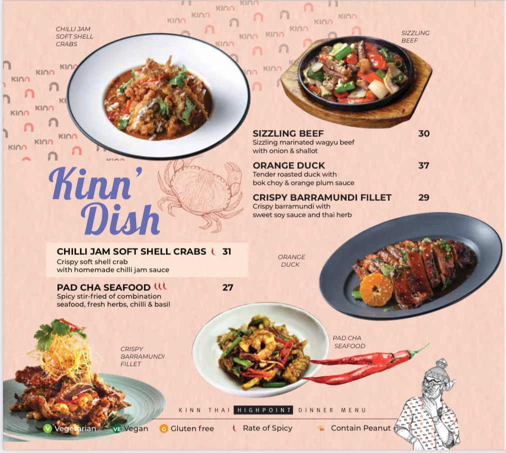 Menu, Kinn Thai Highpoint