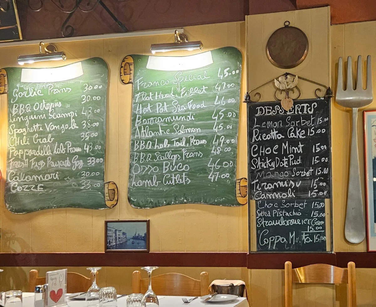 Menu, Da Franco Concord
