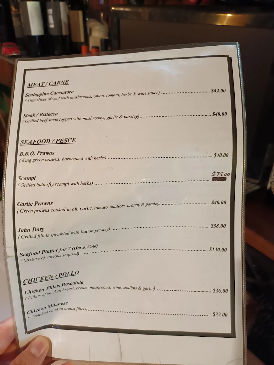 Menu, Da Franco Concord