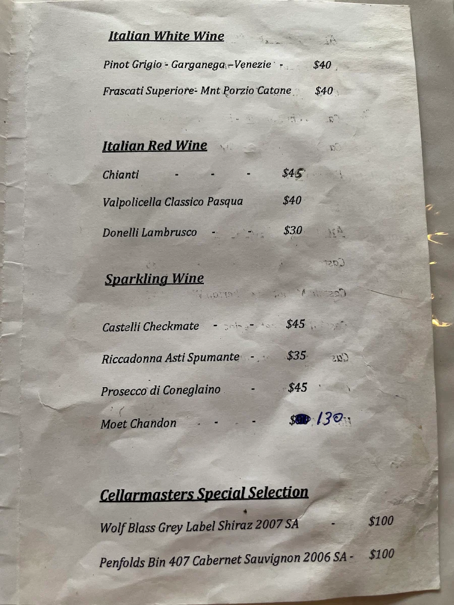 Menu, Da Franco Concord