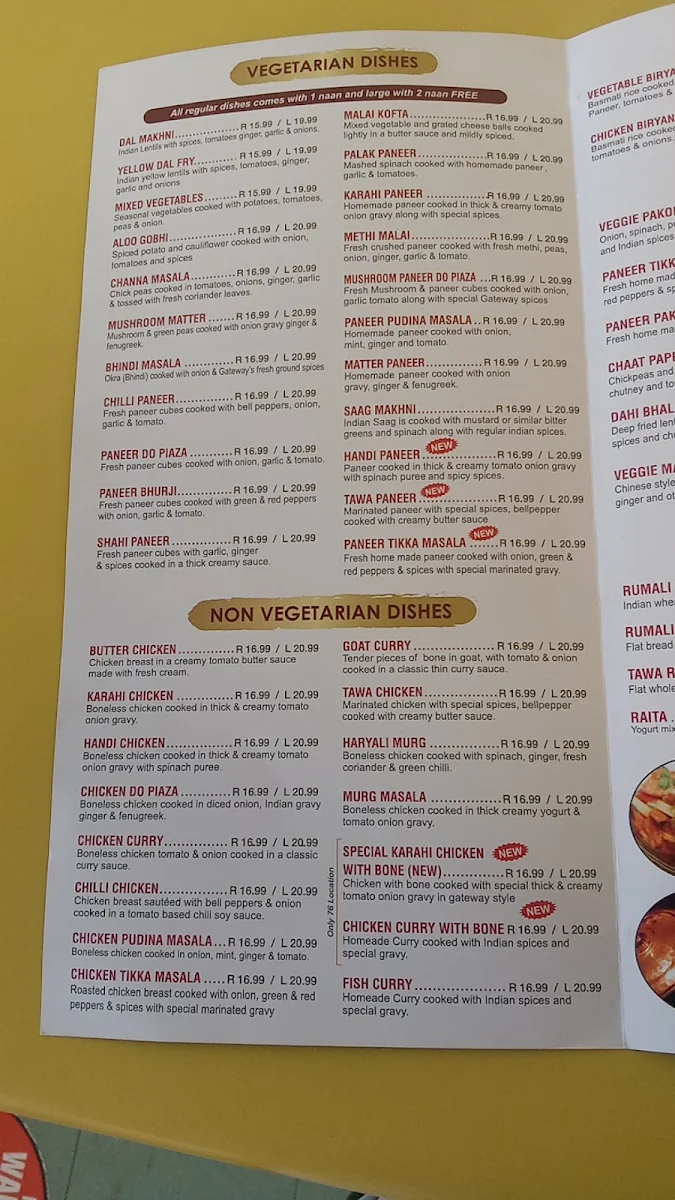 Menu, Gateway Pizza & Pasta