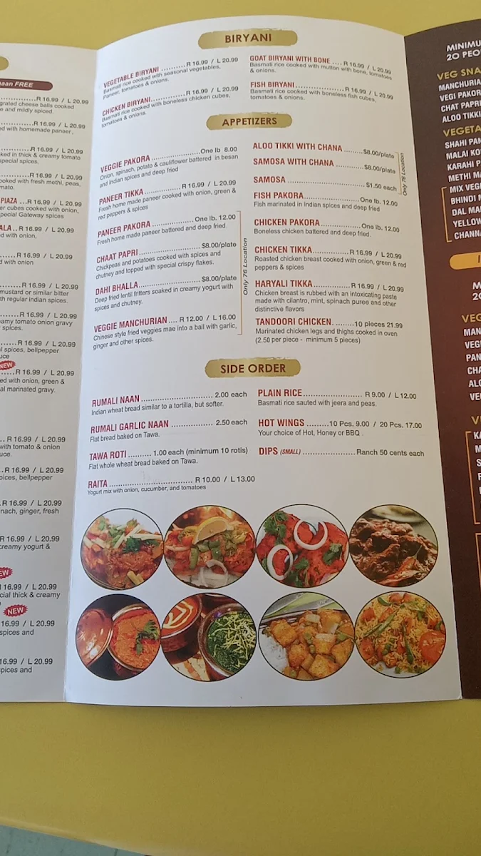Menu, Gateway Pizza & Pasta