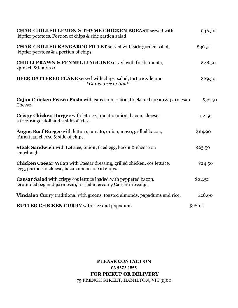 Menu, Botanical Bar & Grill