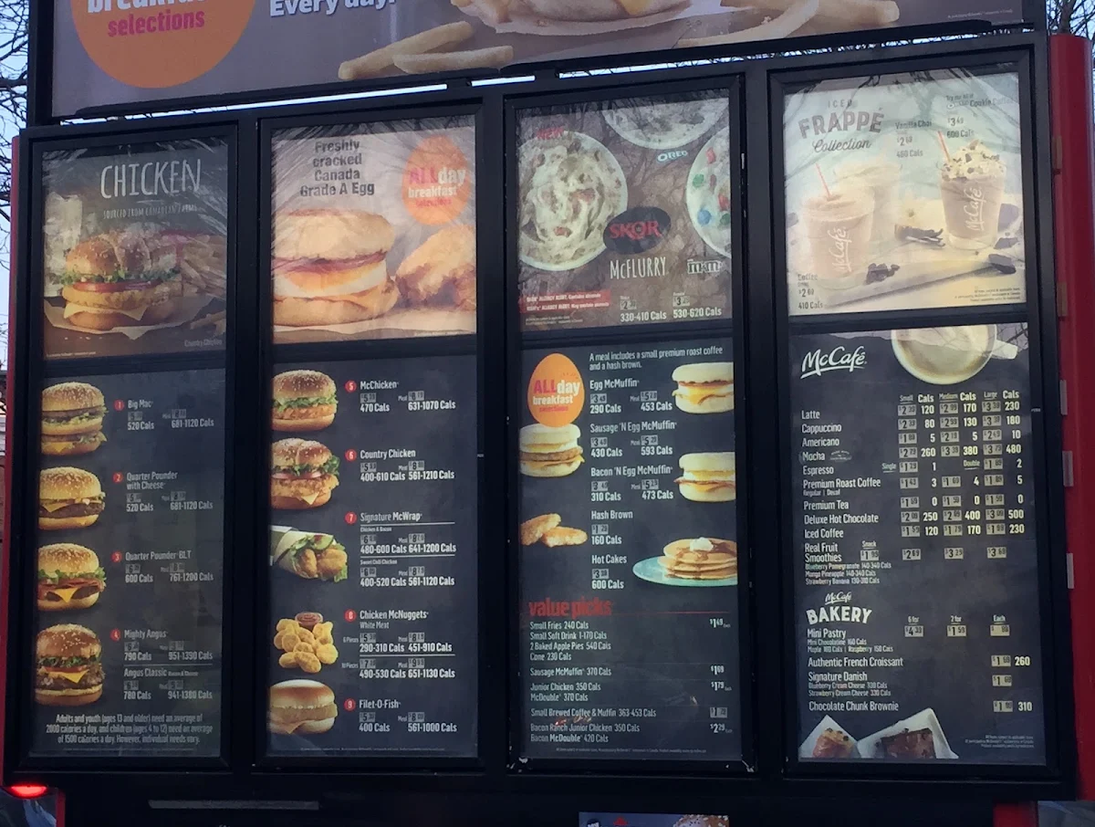 Menu, McDonald's