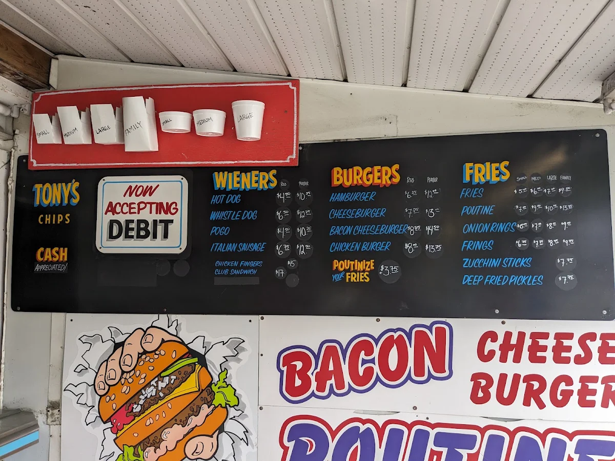 Menu, Tony's Chip Wagon