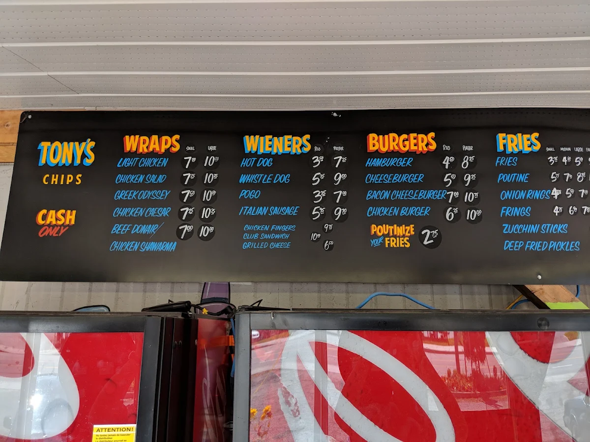 Menu, Tony's Chip Wagon
