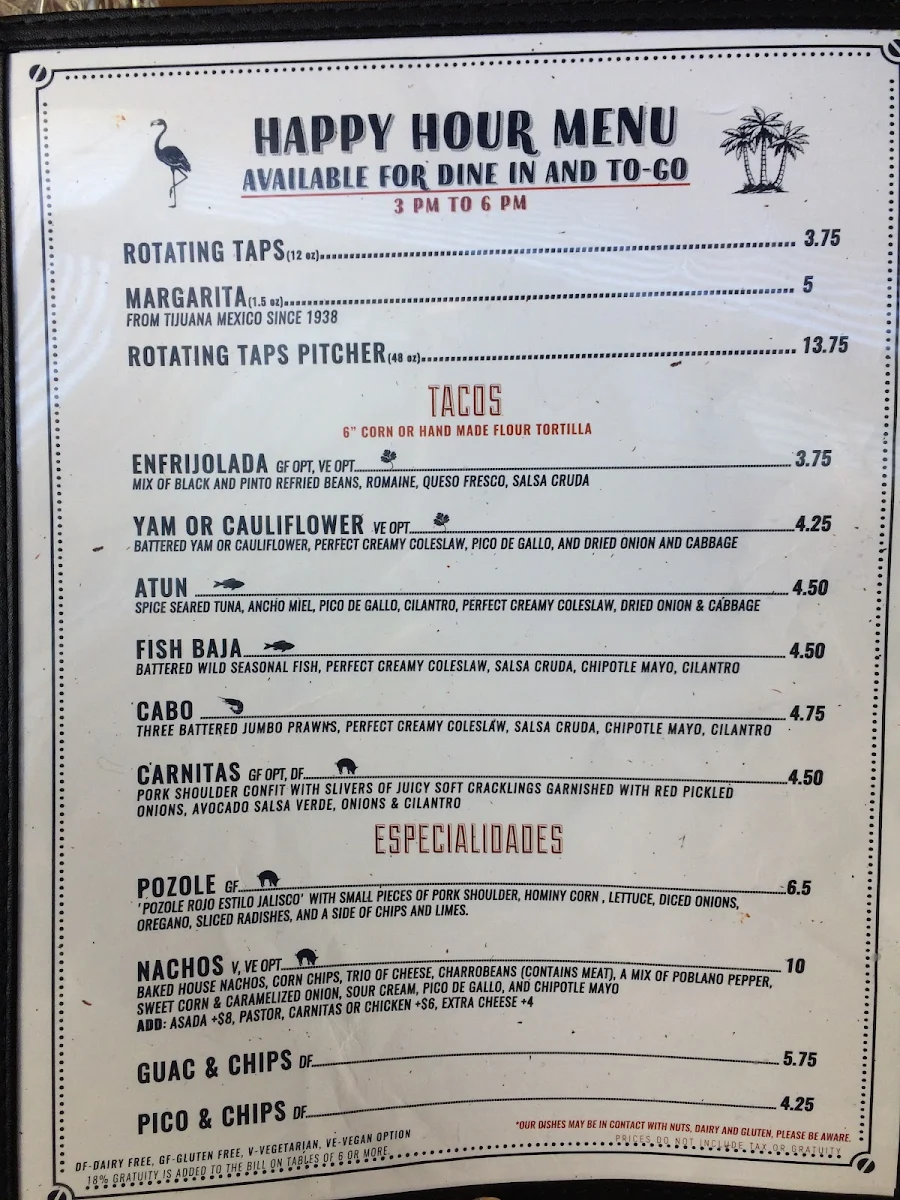 Menu, COMEDOR By La Taqueria Pinche Taco Shop