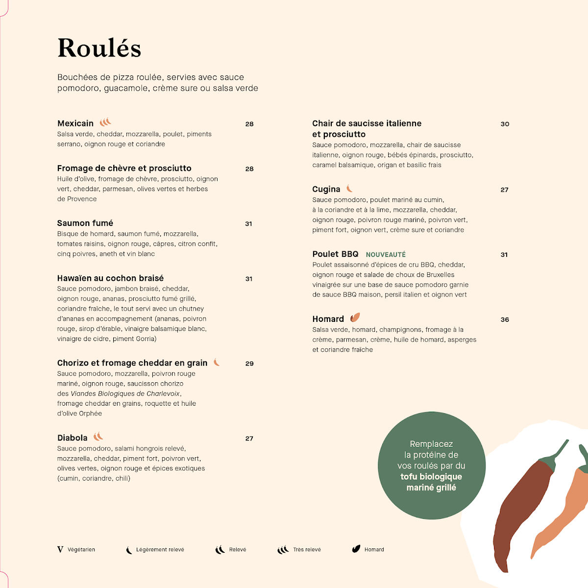 Menu, La Piazzetta Saint-Jean